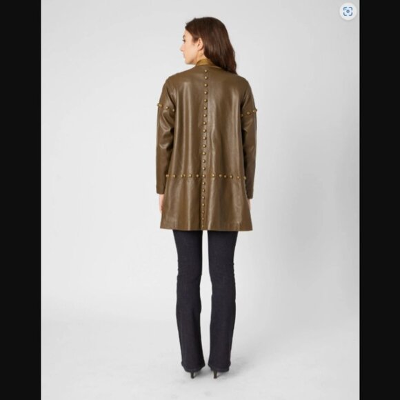 Adrienne Landau BRASS STUD LEATHER JACKET SIZE L/XL  NWT - Picture 4 of 4